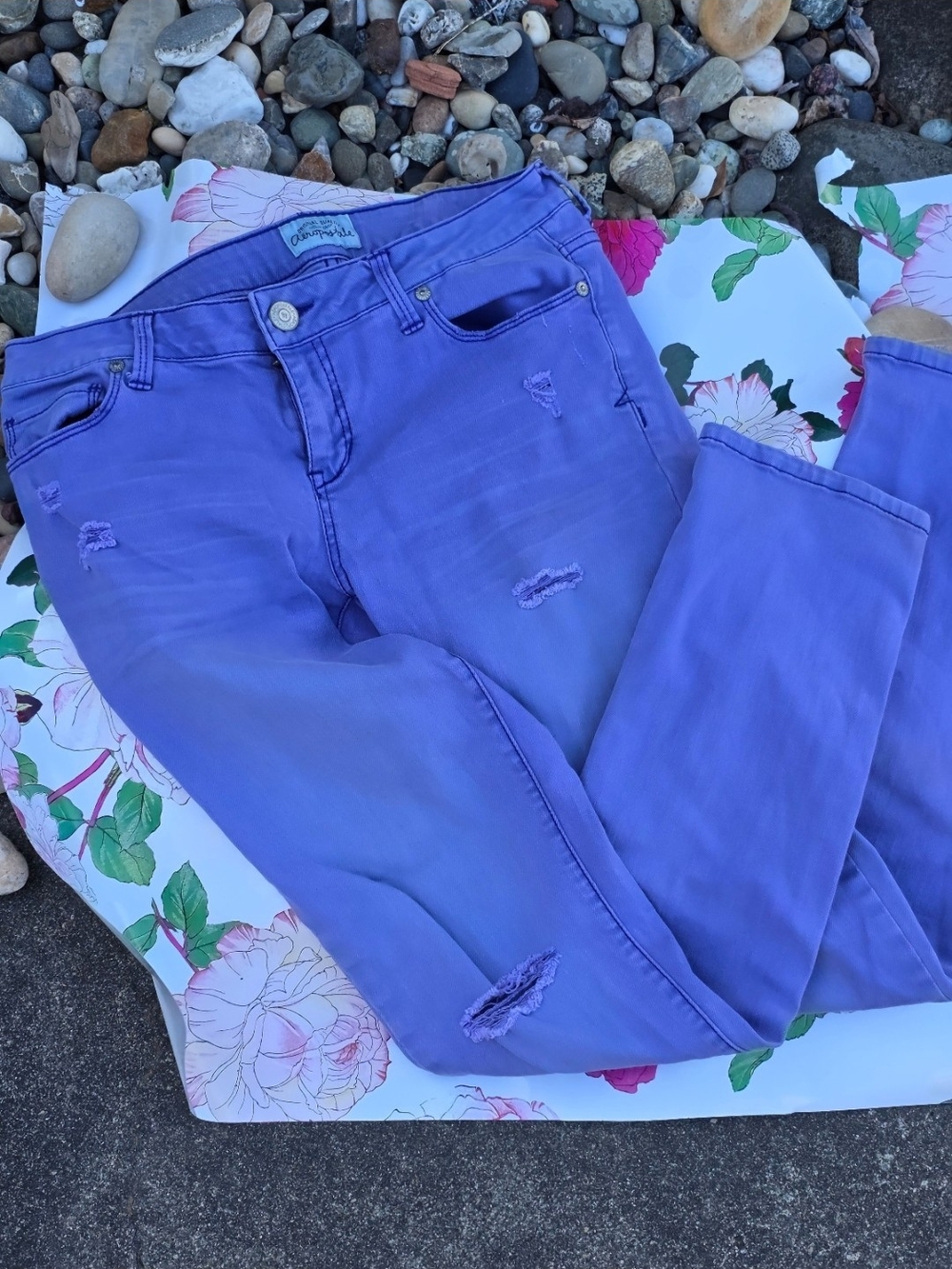 Aeropostale Purple Distressed Ankle Jeans